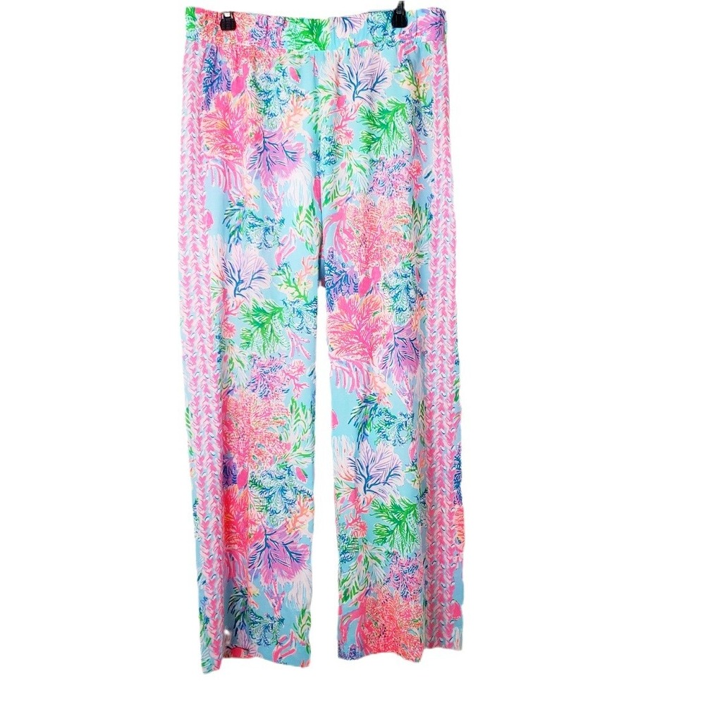 Lilly Pulitzer Bal Harbour Palazzo Pants Celestial Blue Cay to My Heart 011783 L - Picture 3 of 11